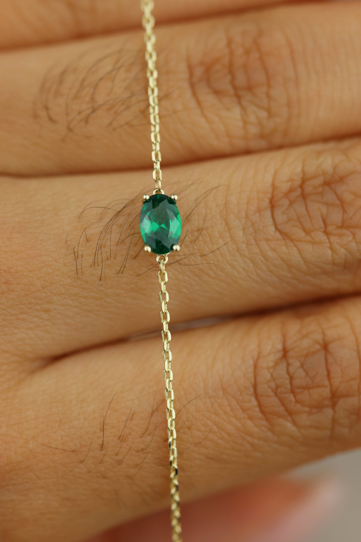 Green oval bracelet #599