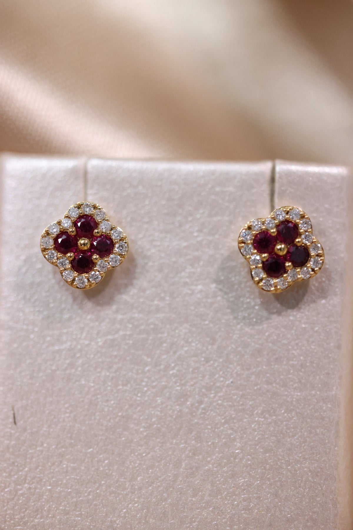 Ruby flower earrings