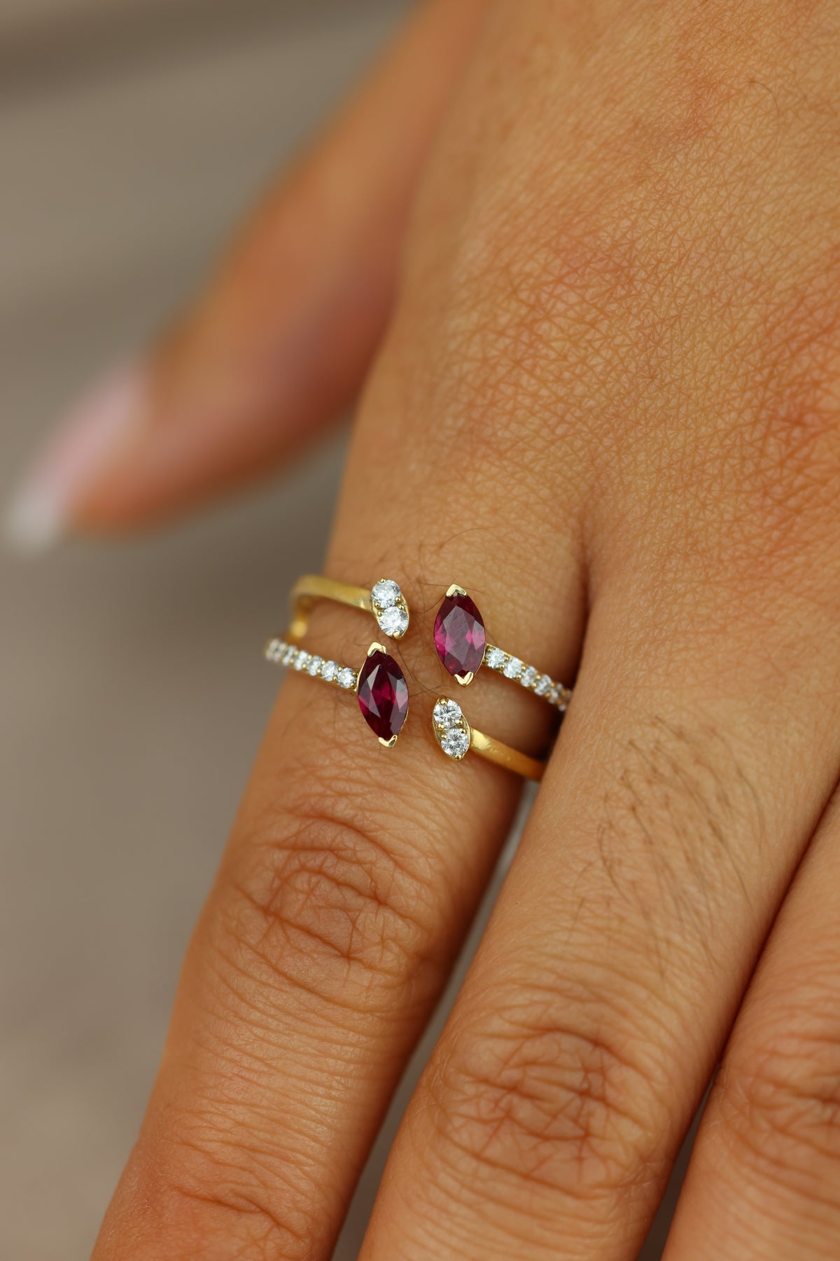Marquise-Cut Ruby Ring