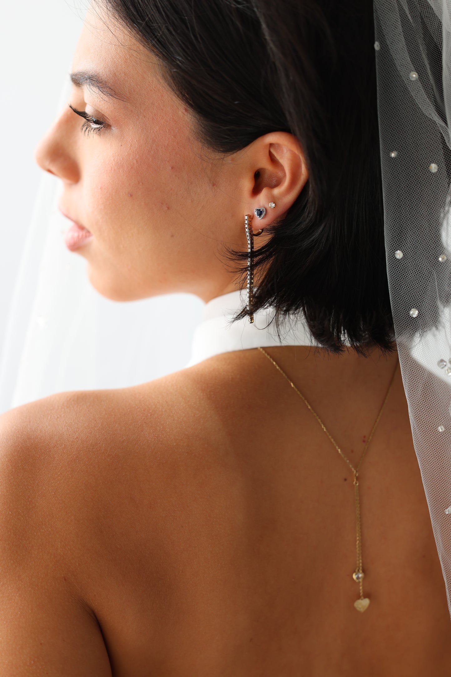 collar largo con dijes de corazones #531