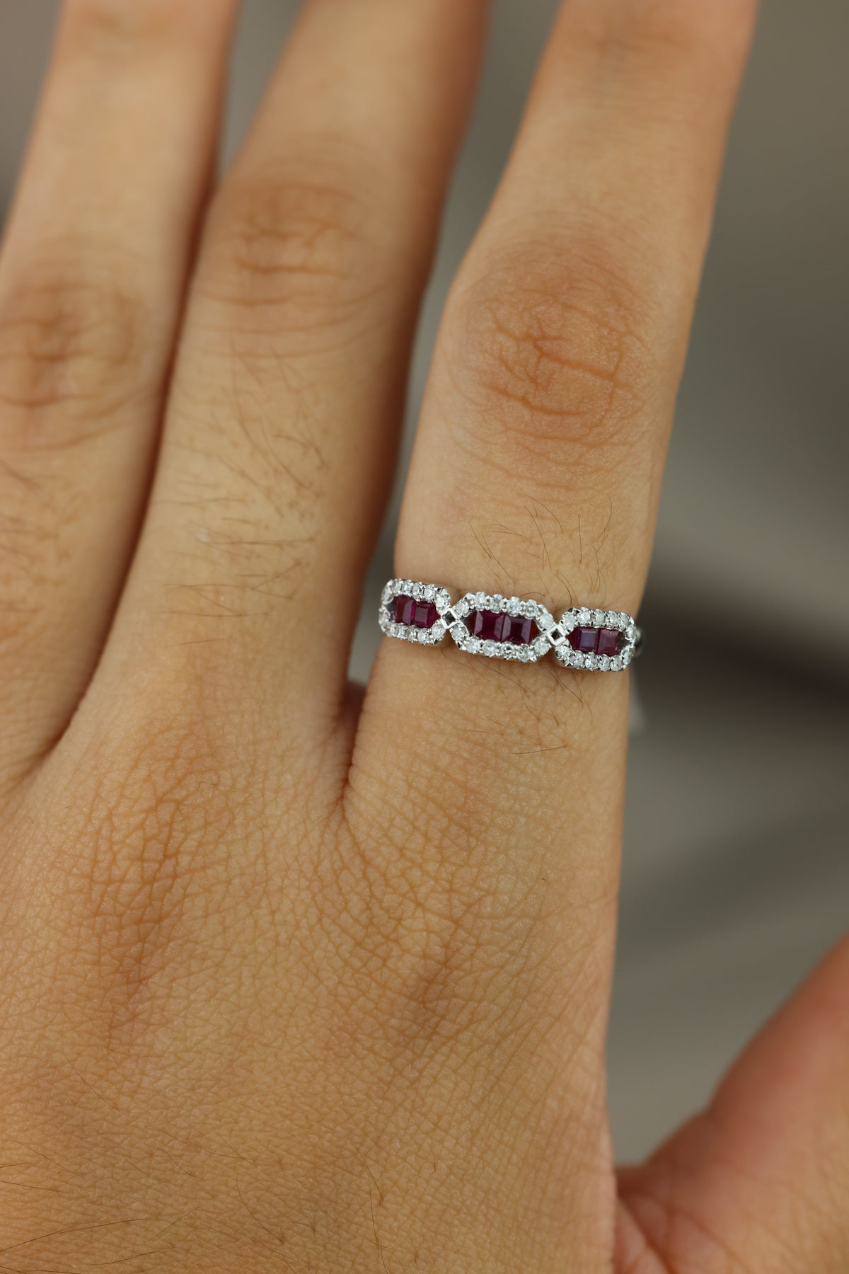 Princess-cut ruby ring