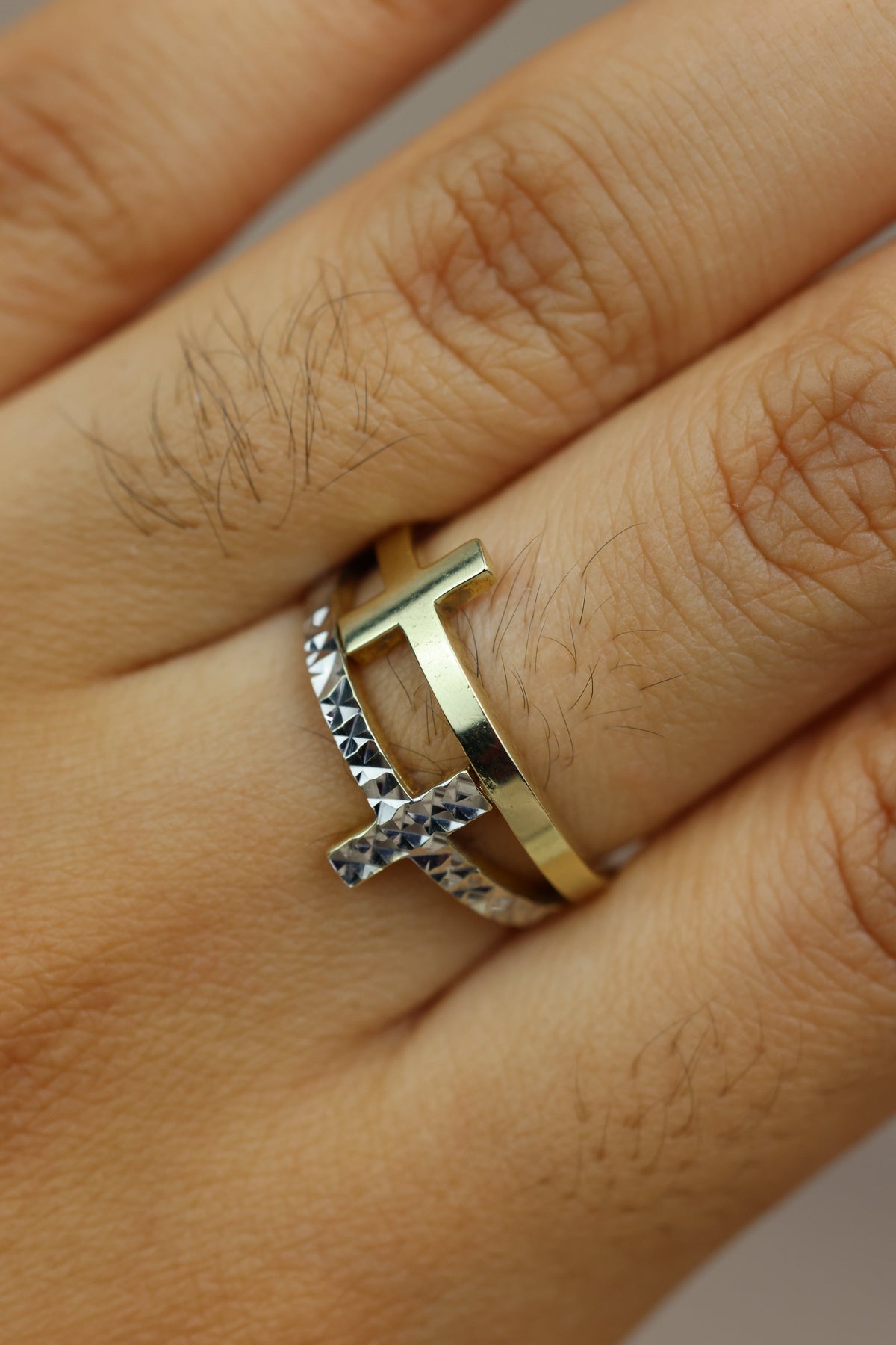 Anillo doble cruz #552