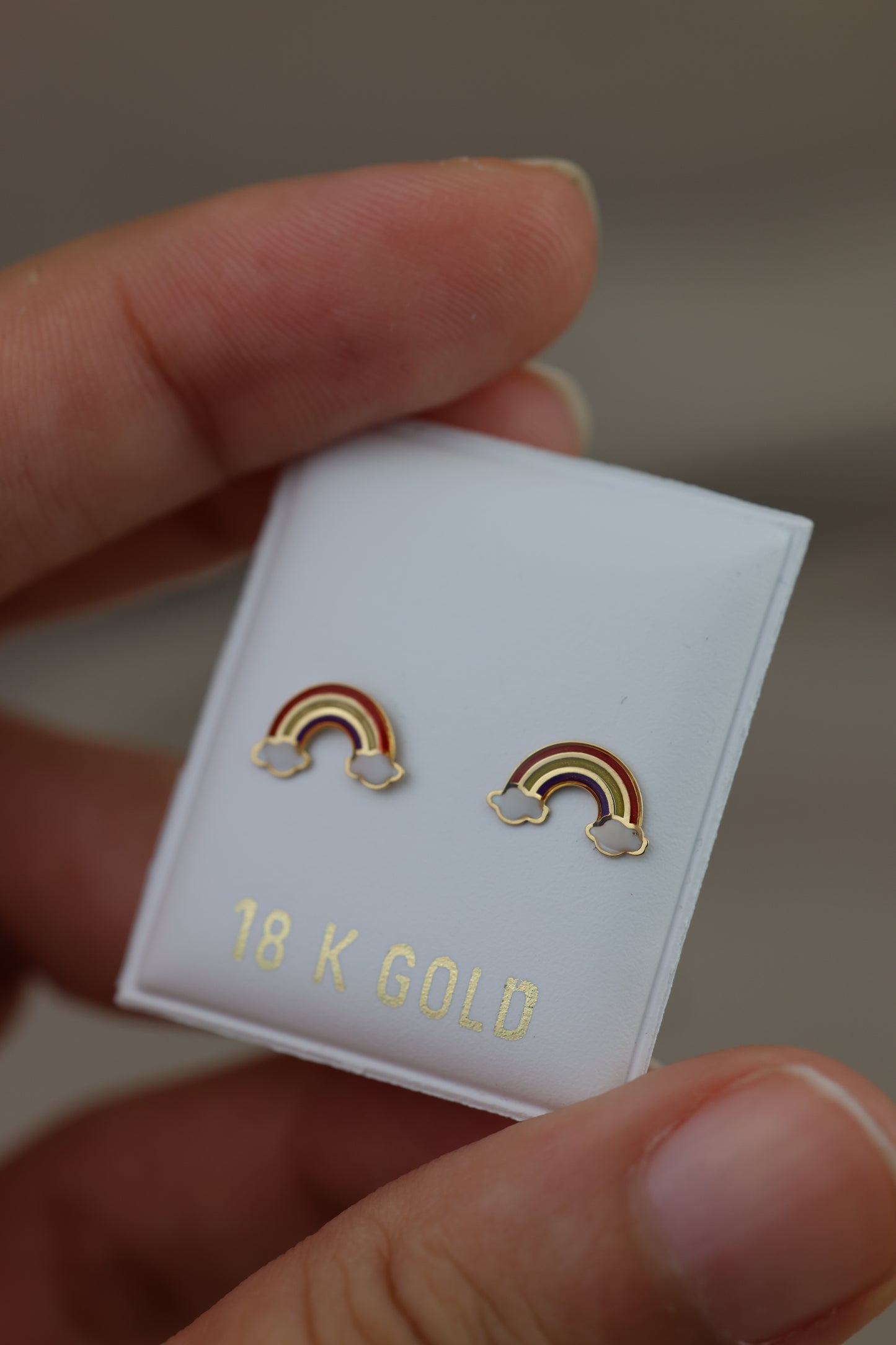 Aretes de bebe arcoíris 18k #268