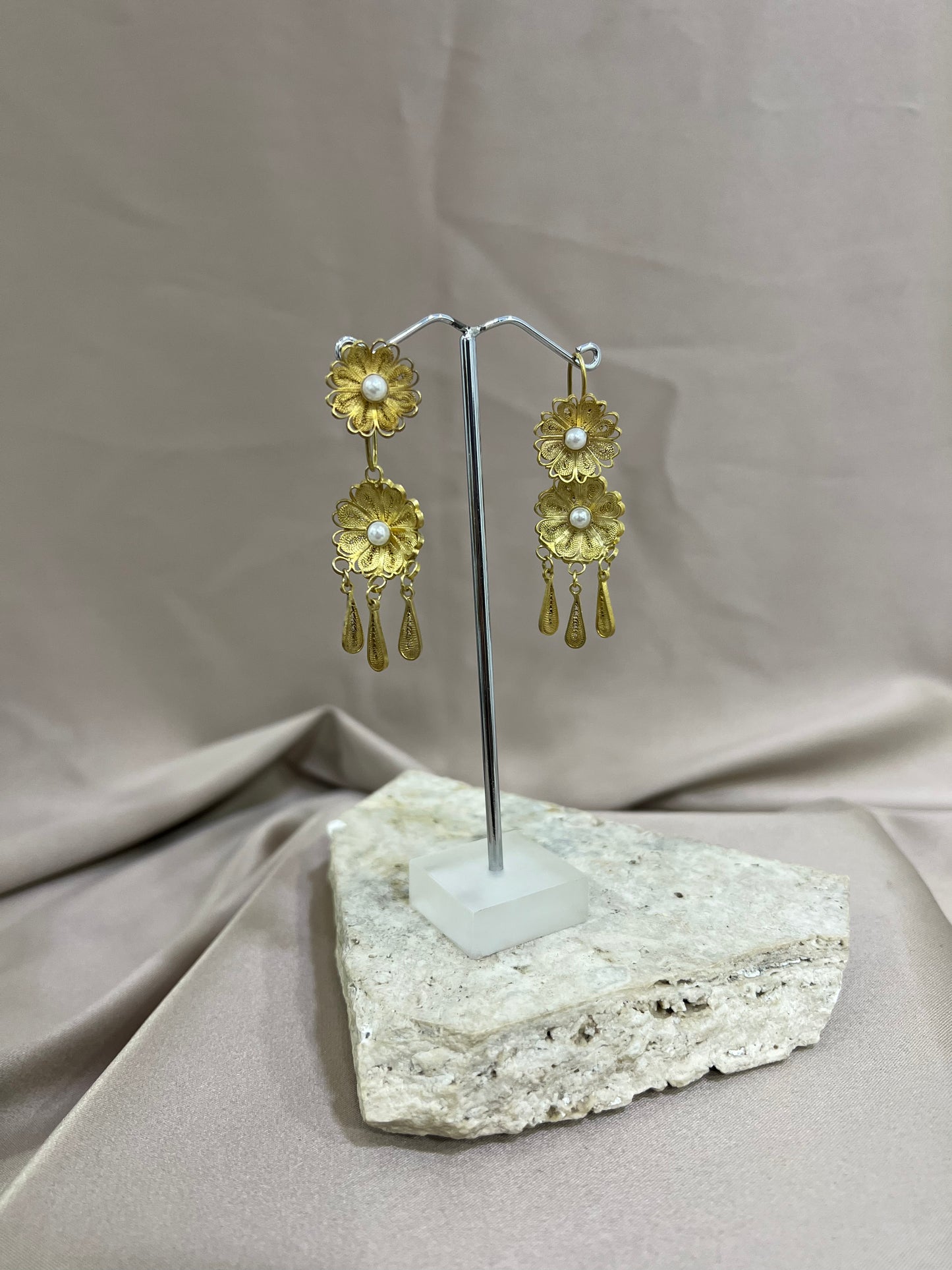 Dormilonas con piedra color blanco #pt14