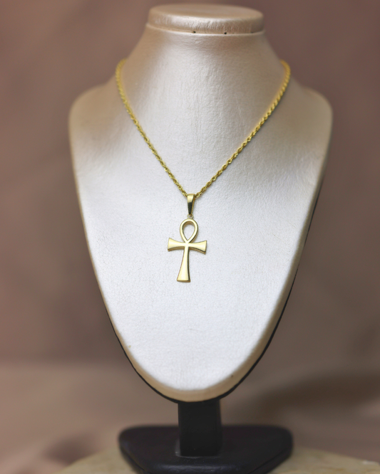 Dije de cruz egipcia + cadena cordon #264