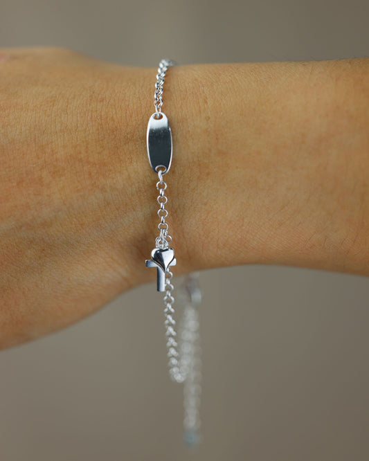 Pulsera con dijes de corazón y cruz #154