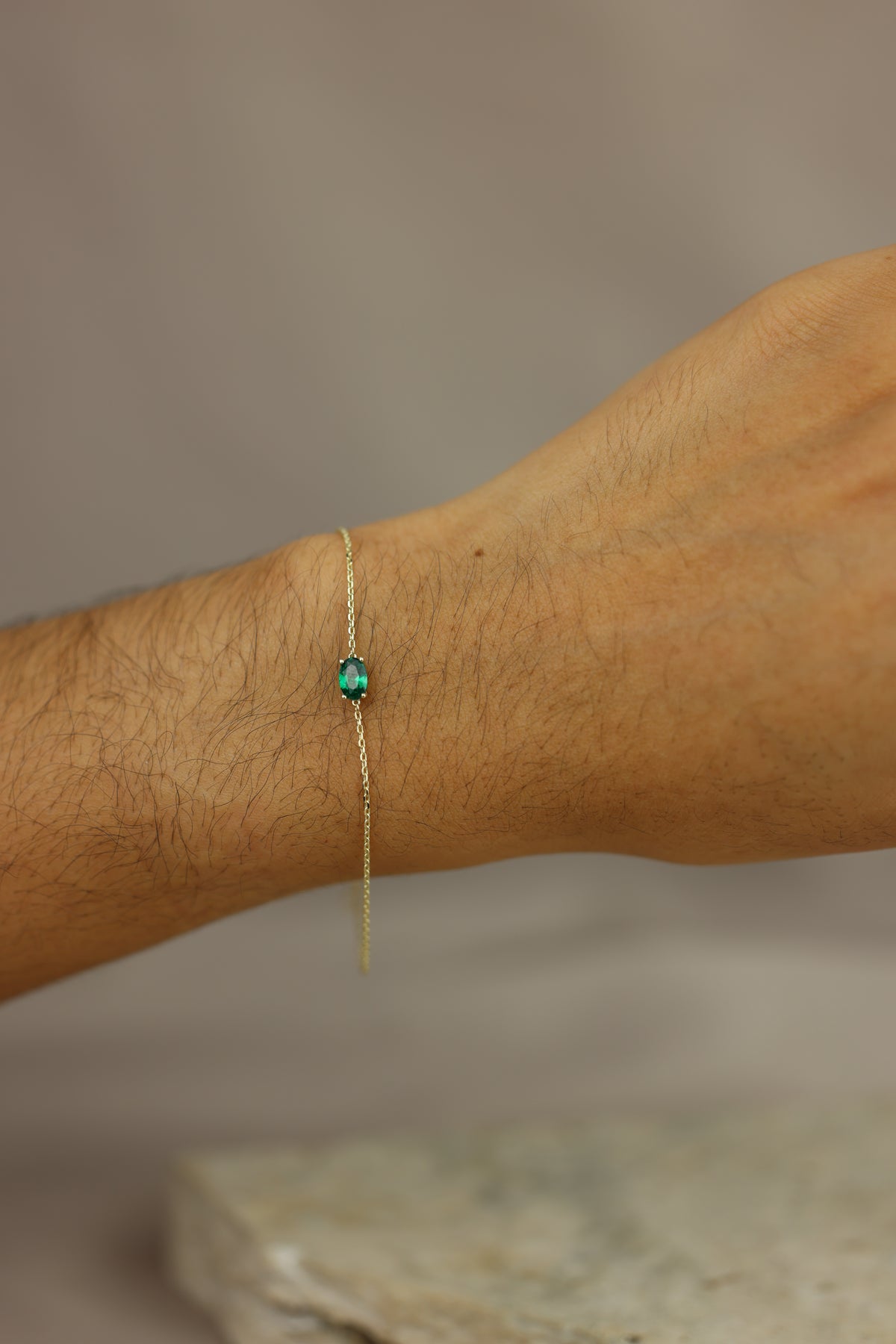 Green oval bracelet #599