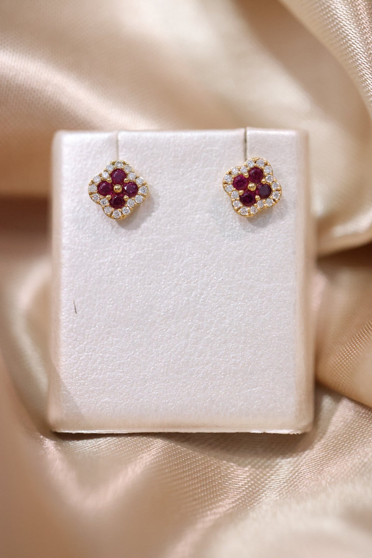 Ruby flower earrings