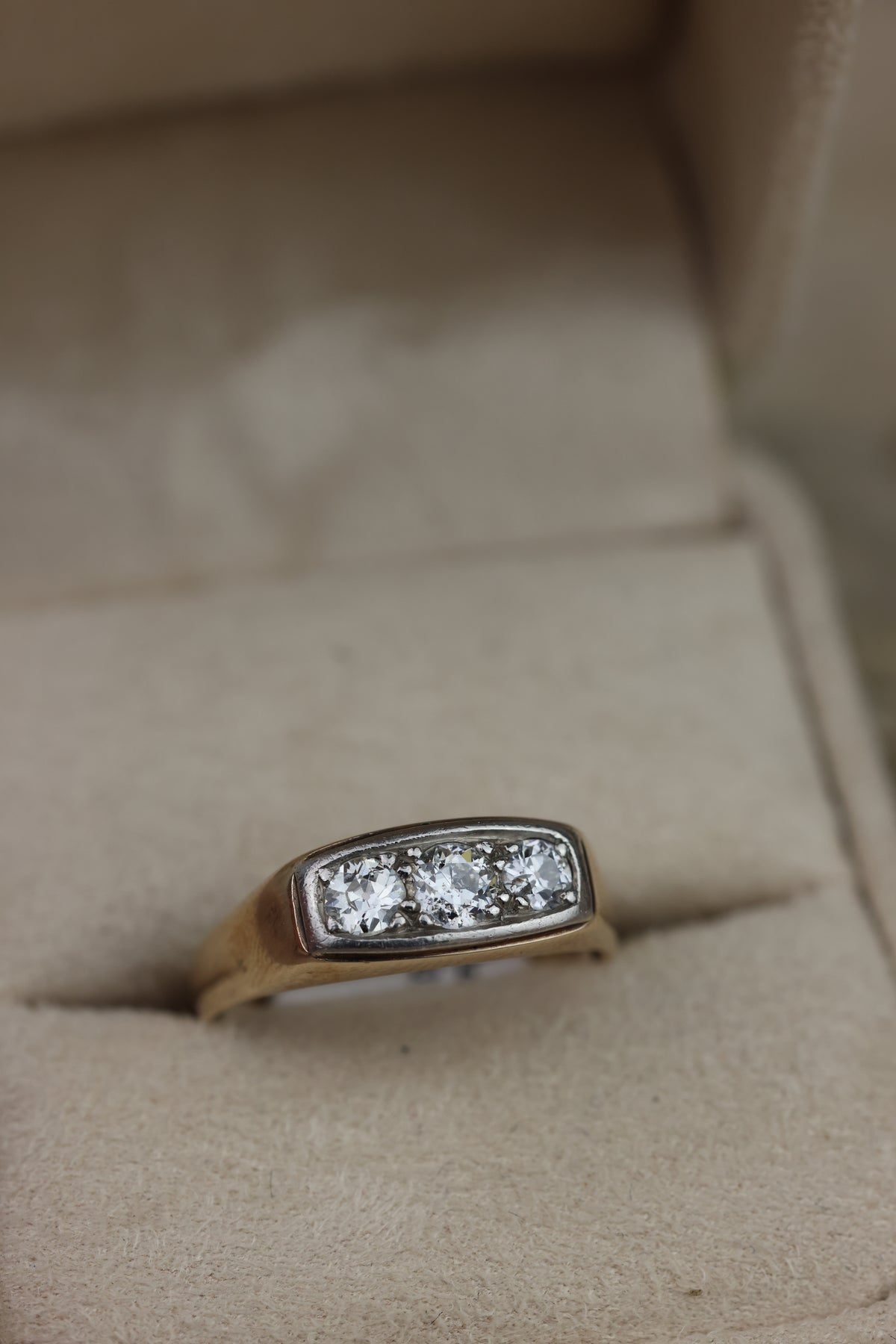 Anillo diamante 2 tonos