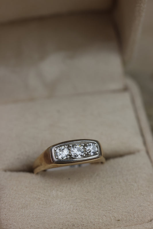 Anillo diamante 2 tonos