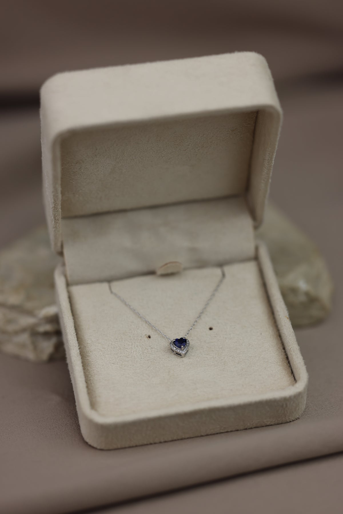 Sapphire and diamond heart necklace