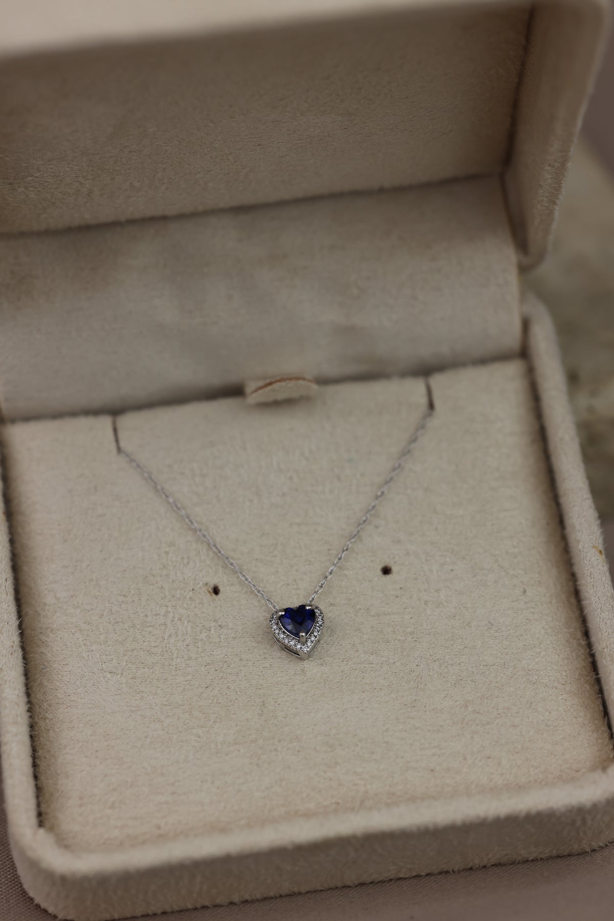Sapphire and diamond heart necklace