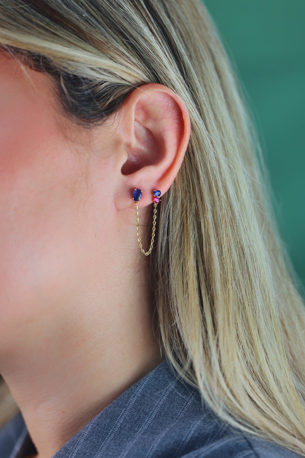 Sapphire and ruby earrings