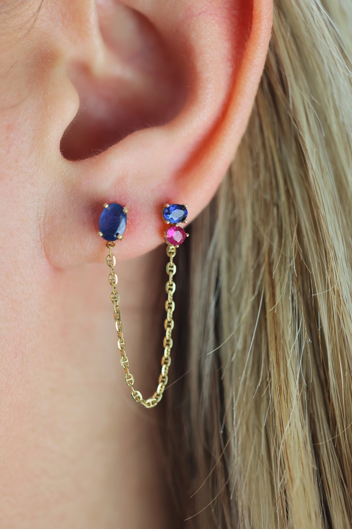 Sapphire and ruby earrings