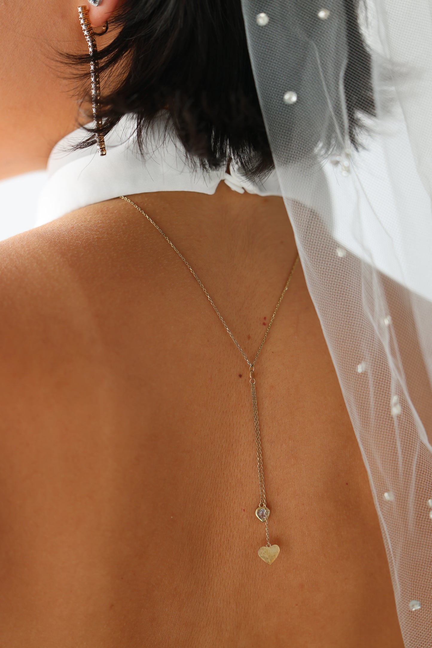 collar largo con dijes de corazones #531