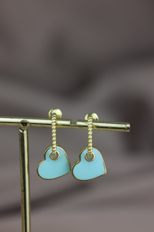 Aretes de media argollas con dije de corazoncito #200|#201