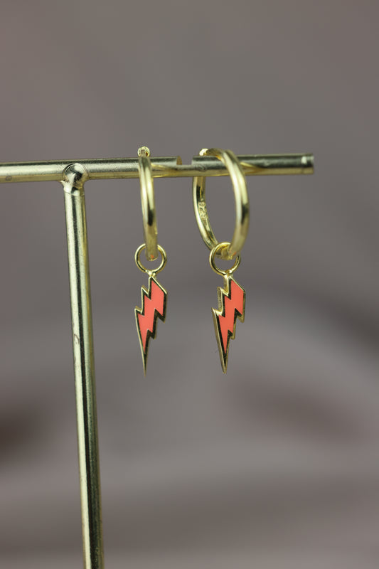 Argollas con dijes de trueno de colores #205|#207