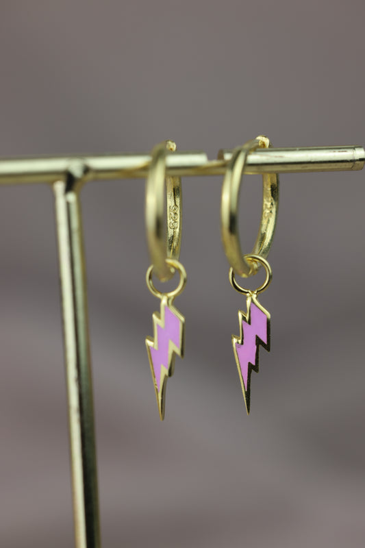 Argollas con dijes de trueno de colores #205|#206|#207