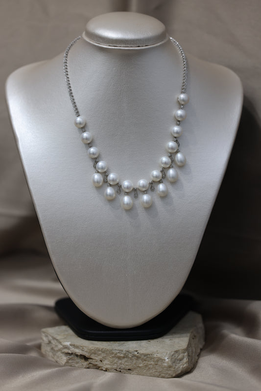 Collar de perlas con diamantes #50001