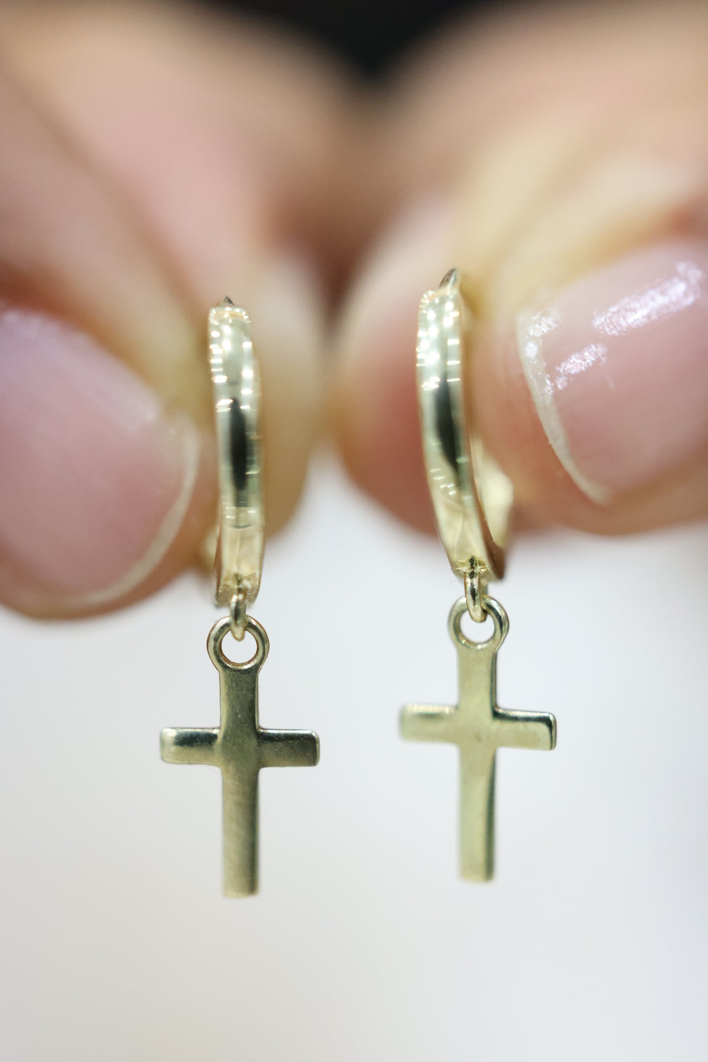 Argollas con cruz colgante #C5