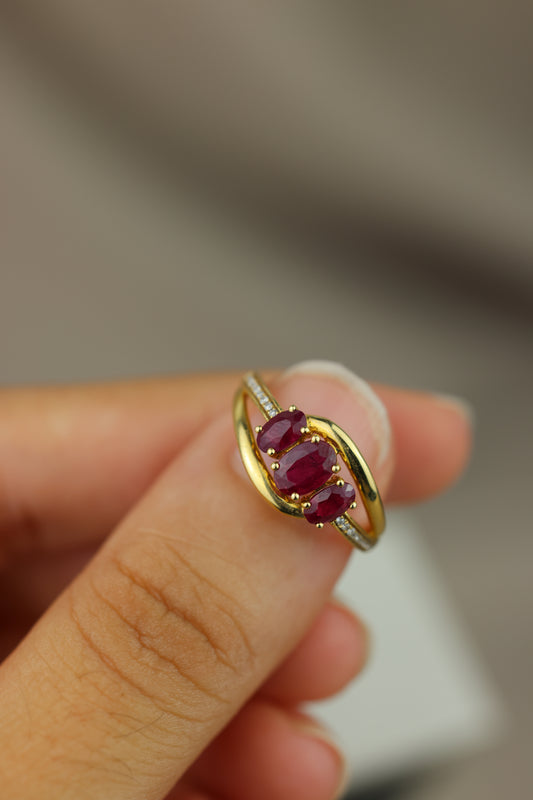 Oval-cut ruby ring