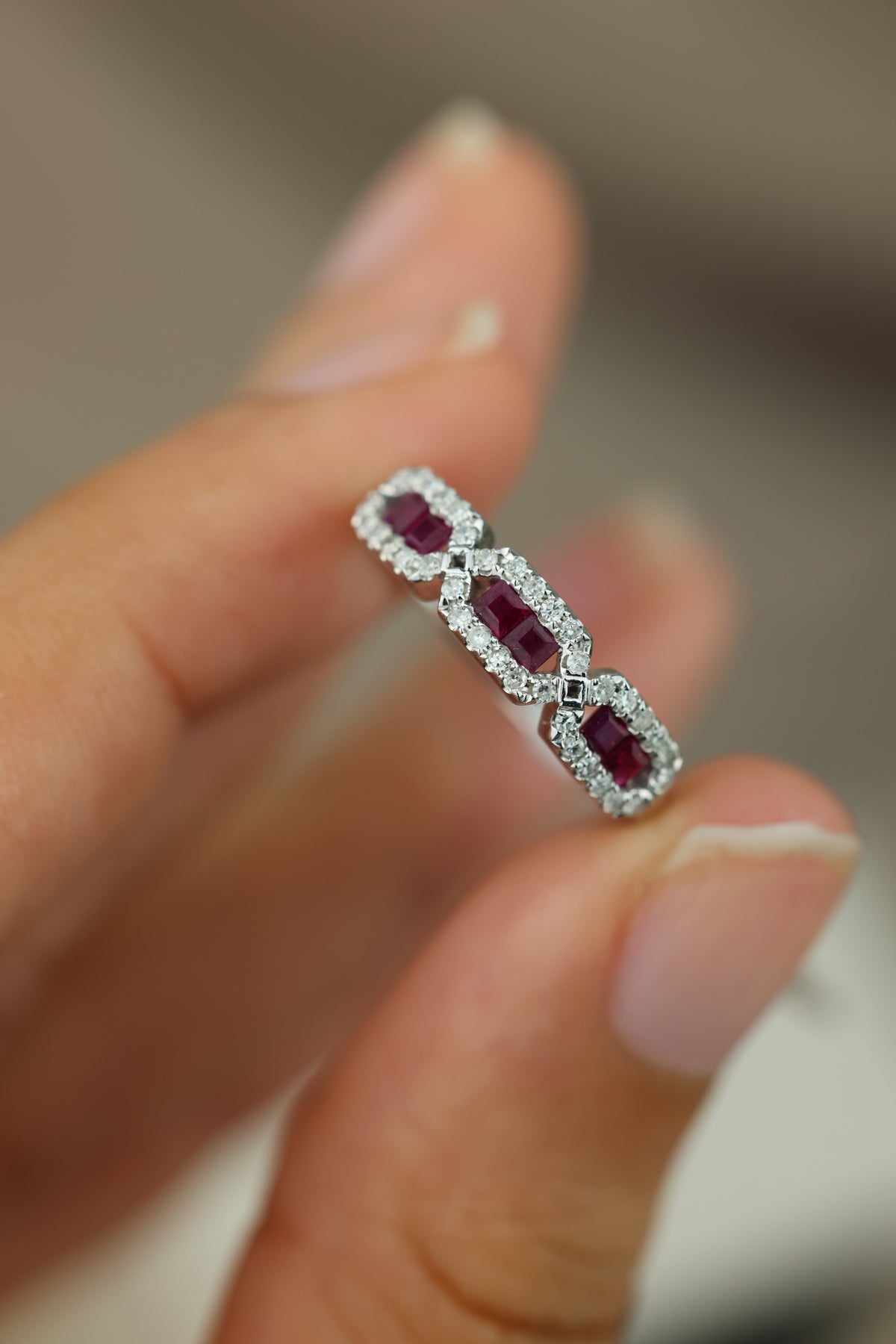 Princess-cut ruby ring