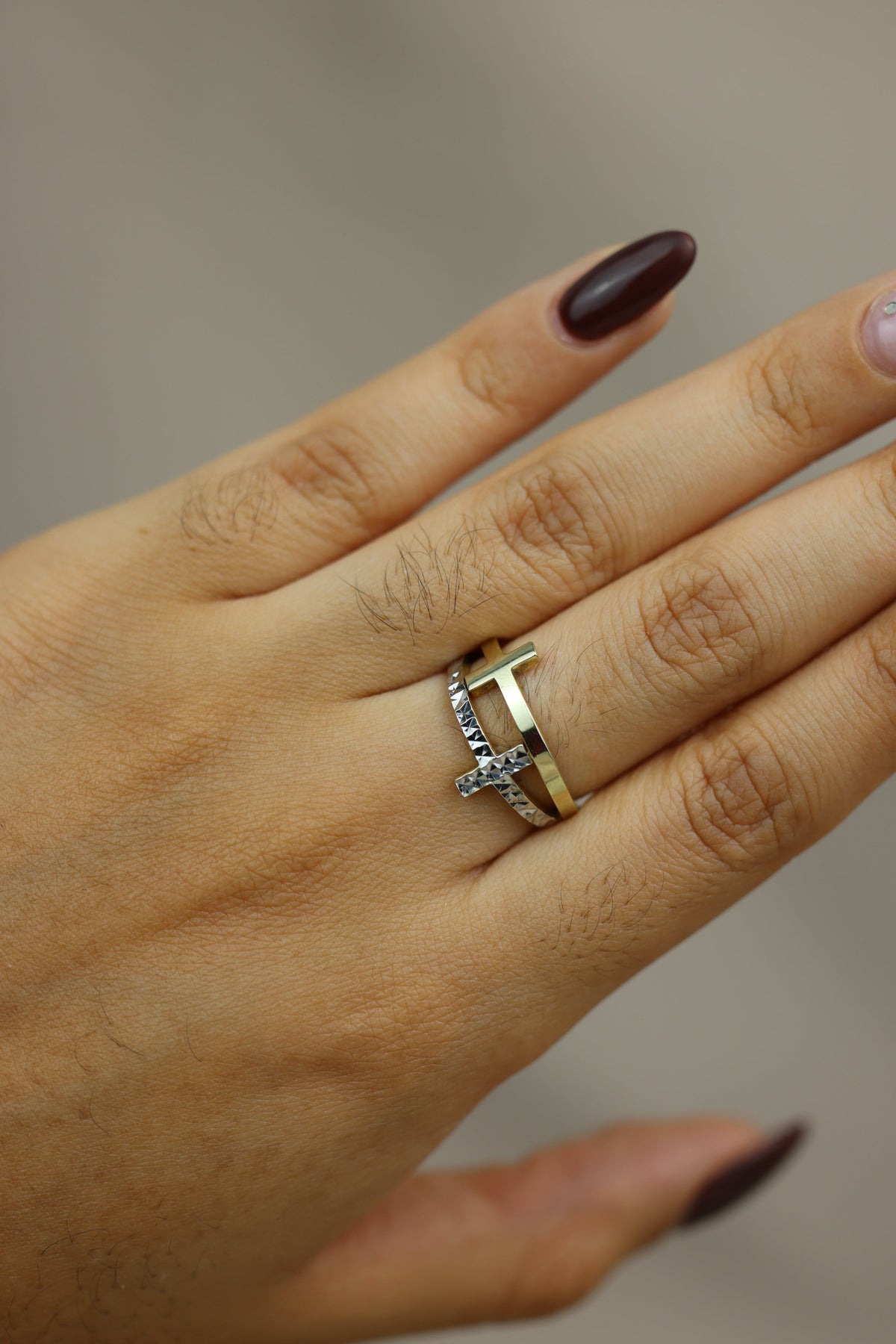 Anillo doble cruz #552