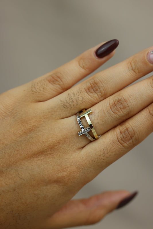 Anillo doble cruz #552