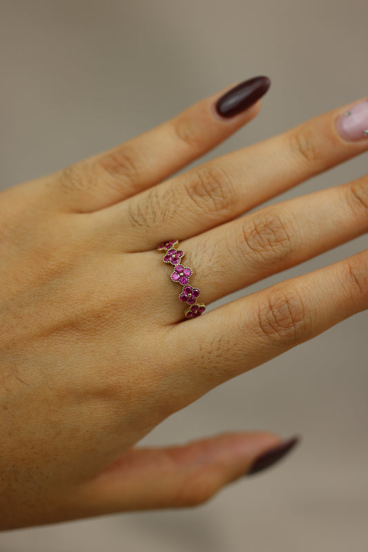 Anillo de florecitas fucsia #551