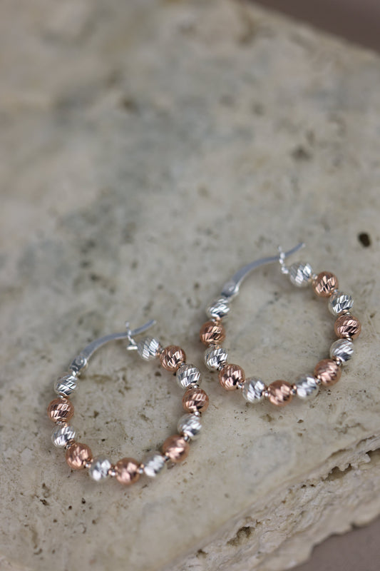 Argollas de plata con detalles en rose gold #172