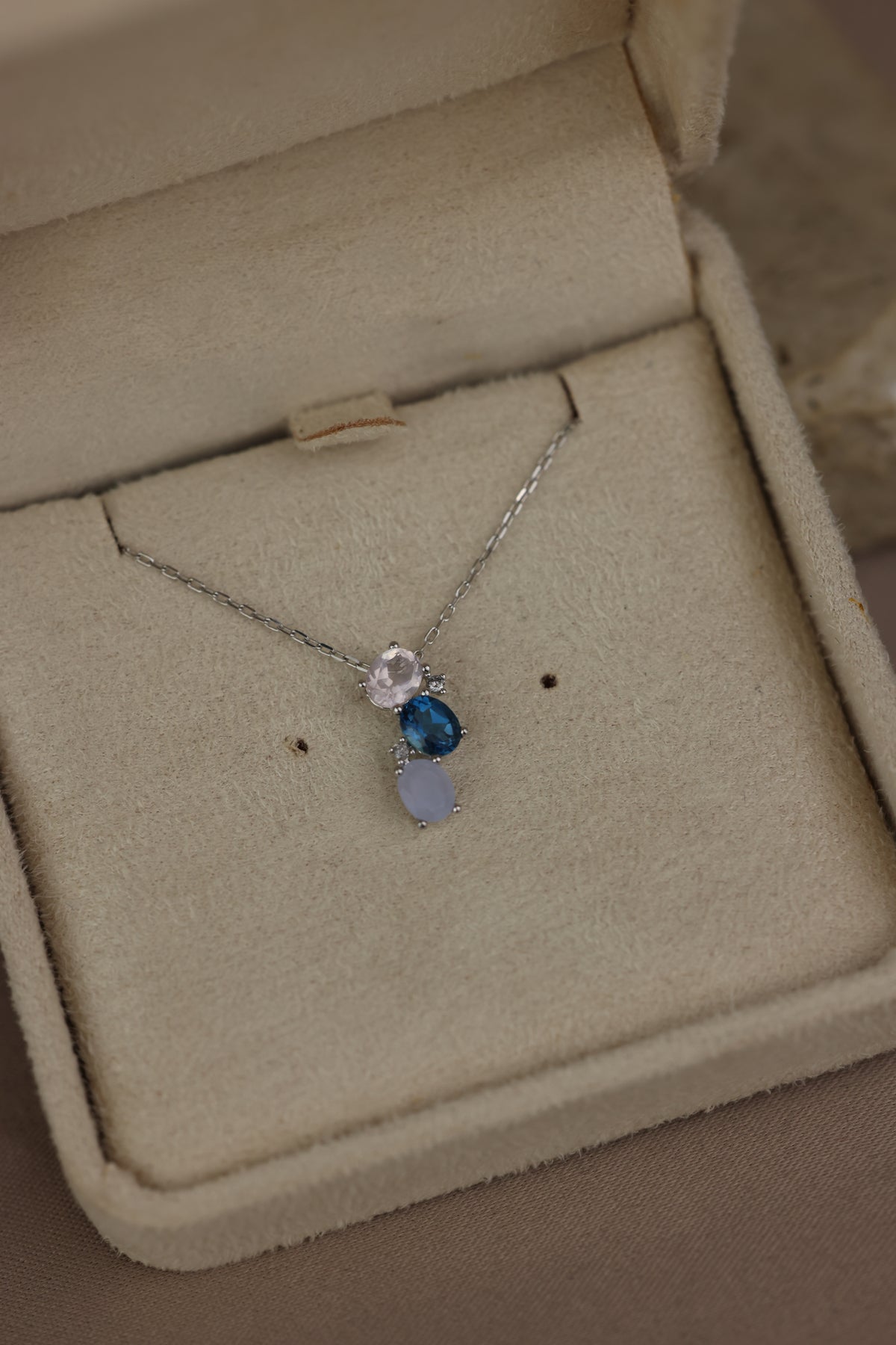 Diamond and topaz necklace