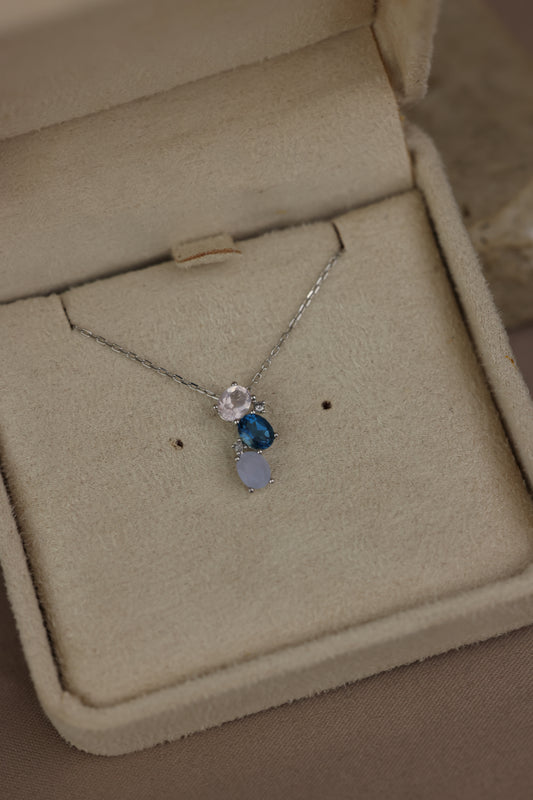 Diamond and topaz necklace