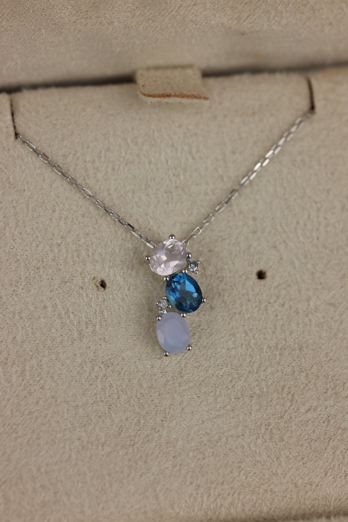Diamond and topaz necklace