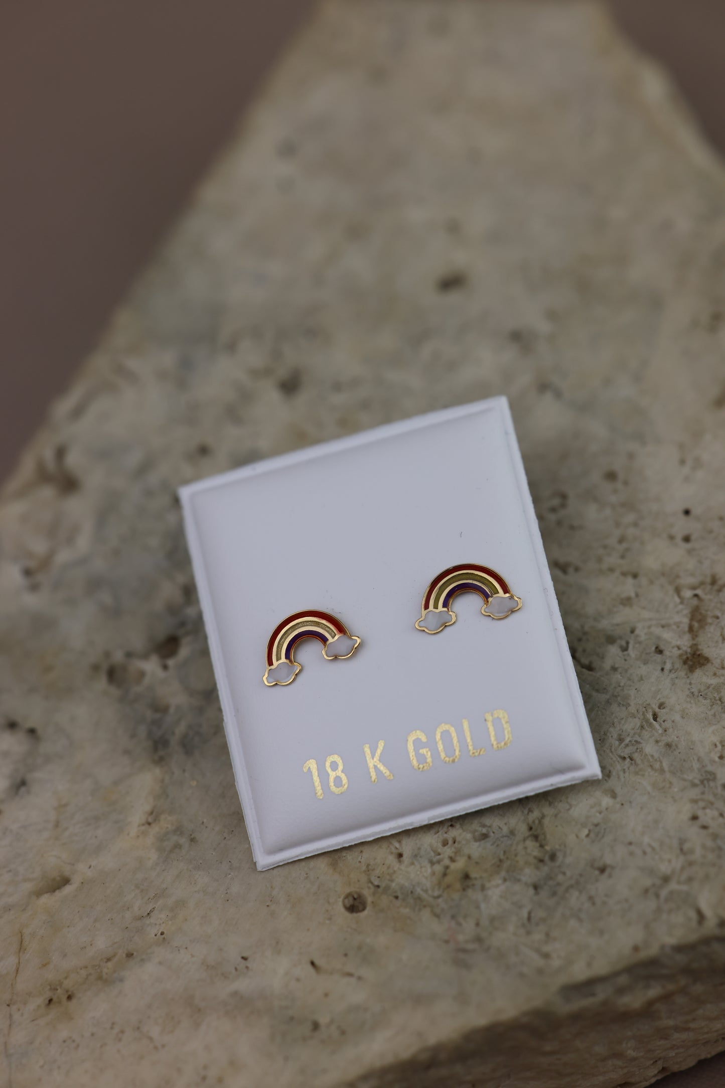 Aretes de bebe arcoíris 18k #268