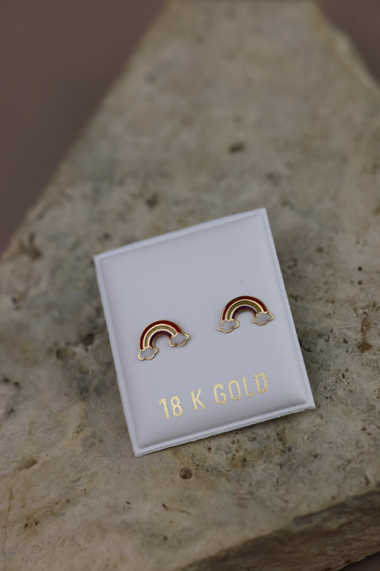 Aretes de bebe arcoíris 18k #268