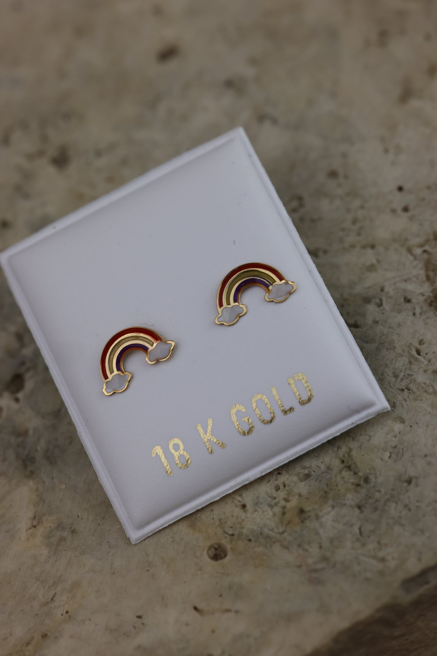 Aretes de bebe arcoíris 18k #268