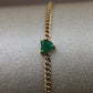 Pulsera o/a tejido gourmet con corazón de esmeralda en el centro #3496