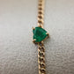 Pulsera o/a tejido gourmet con corazón de esmeralda en el centro #3496