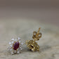 Earrings Ruby & diamond tipo copo de nieve O/A #15010