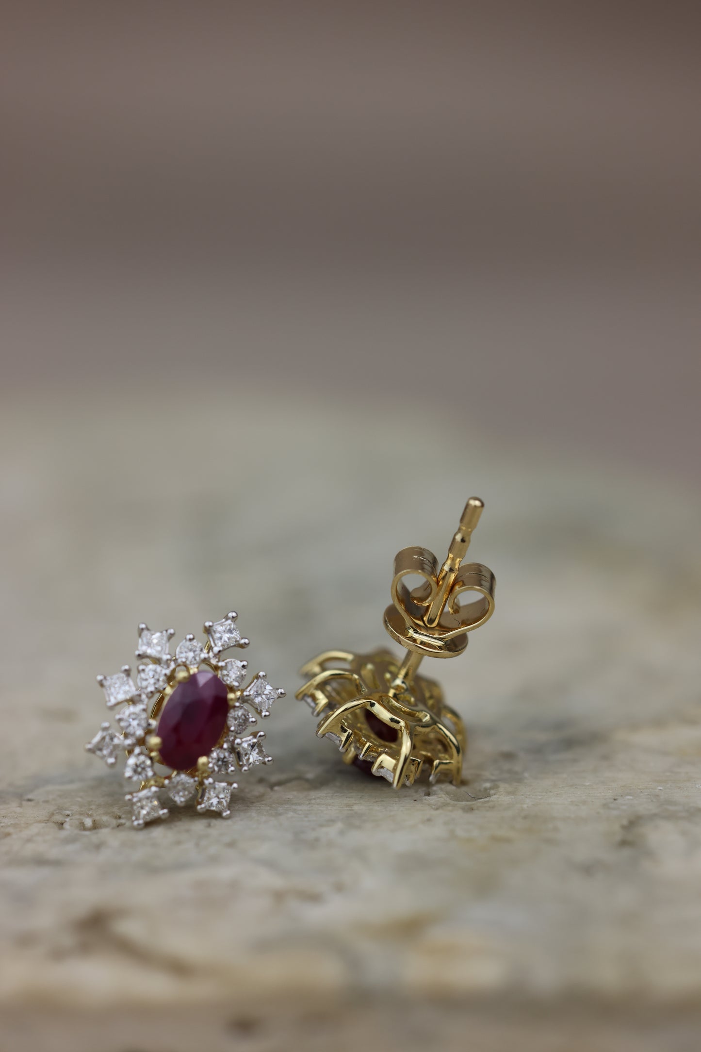 Earrings Ruby & diamond tipo copo de nieve O/A #15010