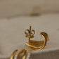 THREE CLAW EARRING, lineas de oro y lineas con diamante #14887