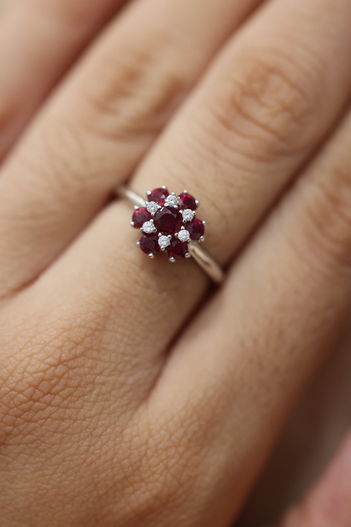 Ruby flower ring