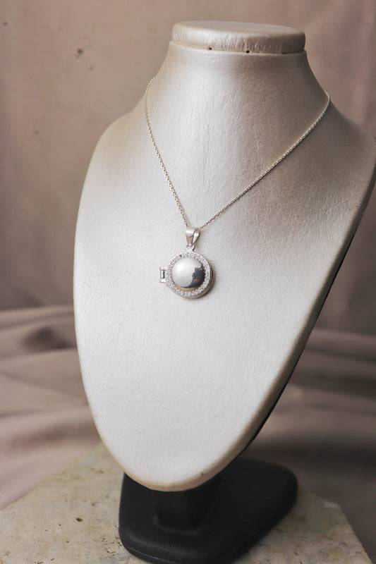 Dije relicario circular con circones personalizable #111