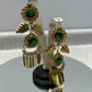 Zarcillos con piedras verdes y brillos #pt5
