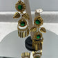 Zarcillos con piedras verdes y brillos #pt5