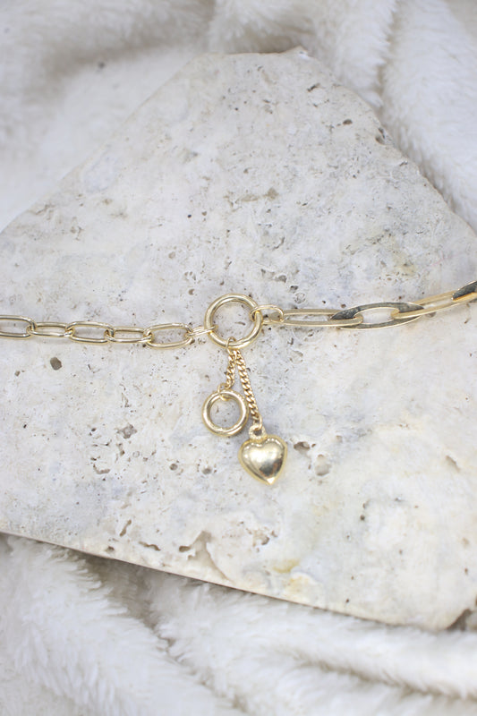 Pulsera con doble tejido corazón colgante #A4