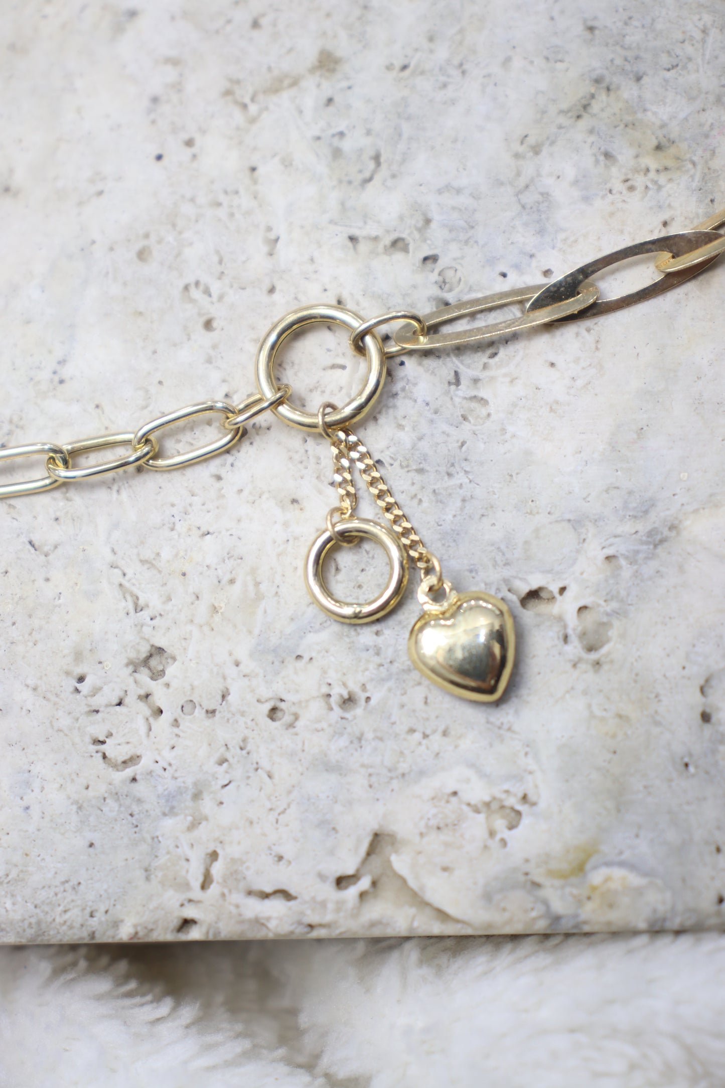 Pulsera con doble tejido corazón colgante #A4