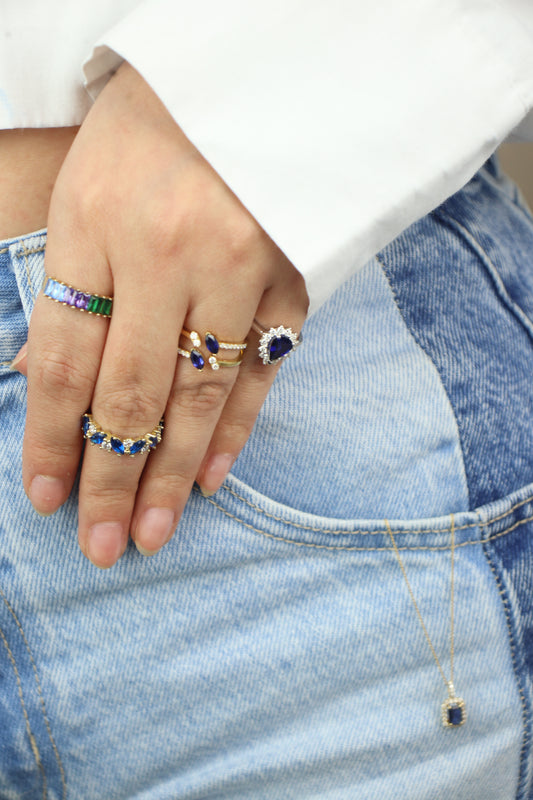 Anillo de colores corte baguette 10k #A15