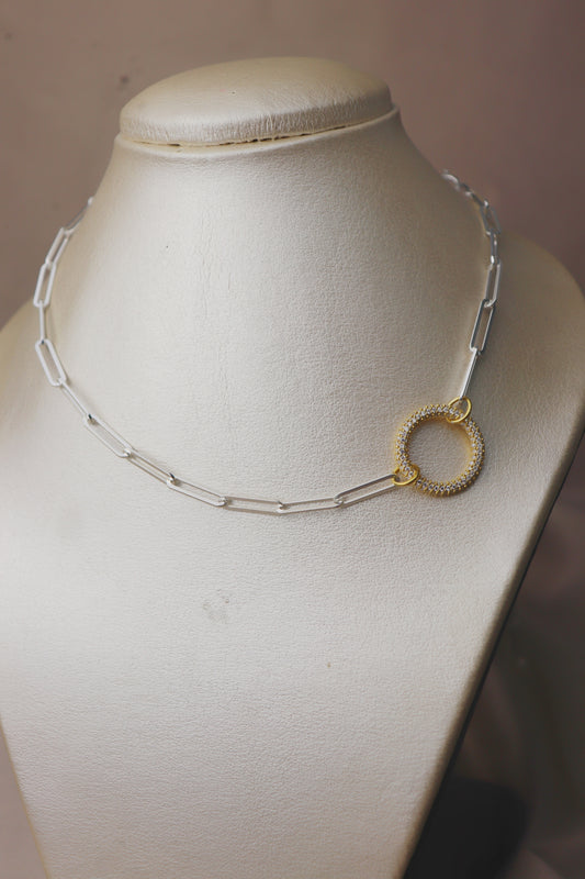 Cadena paper clip con dije circular