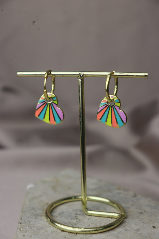 Argolla con dije de corazón de colores #134|#135|#136|#137